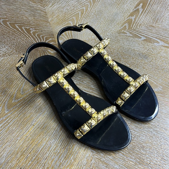 STUART WEITZMAN Jelrose Black Flat Sandals 5 - Picture 2 of 14